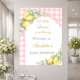 Citronrutig rosa rosett flicka välkommen Baby Show Poster