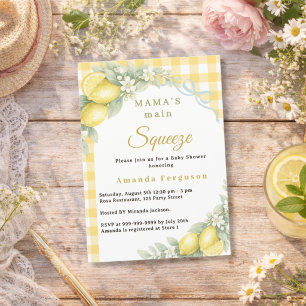 Citronrutigt kläm blå rosett pojke Baby Shower Inbjudningar