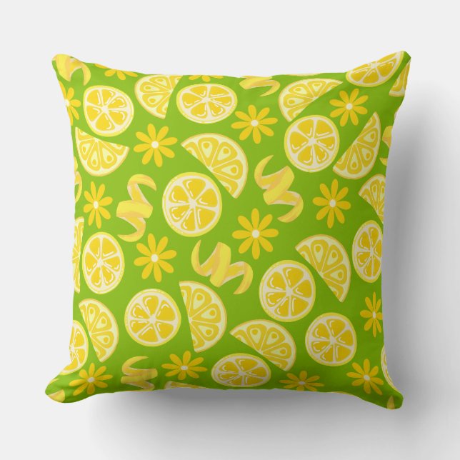 Citrons citrus lemonade-kocken söt gult grönt kudde (Framsida)