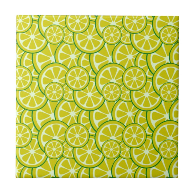 Citronskiva Citrusfrukt Gul Citrus Lemonad Kakelplatta (Framsidan)