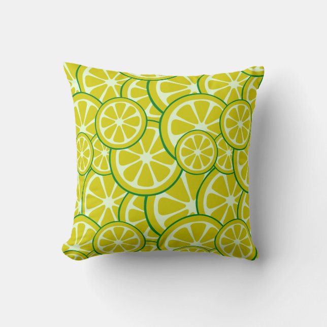 Citronskiva Citrusfrukt Konst Gul Lime Citrus Kudde (Framsida)