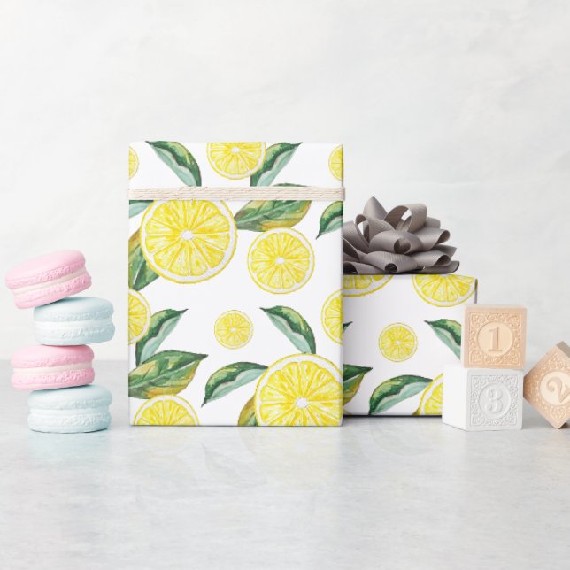 Citronskivor Akvarell Konst Inpackning Presentpapper (Baby Shower)
