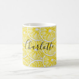 Citronskivor Illustration Akvarell Mönster Kaffemugg