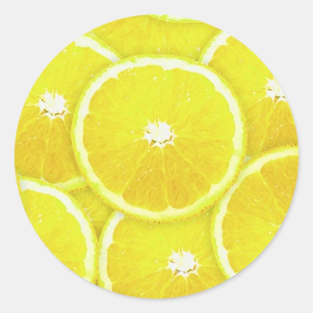 Citronskivor Runt Klistermärke (Framsida)