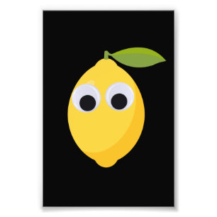 Citrontecken, söt frukt med googly ögon fototryck