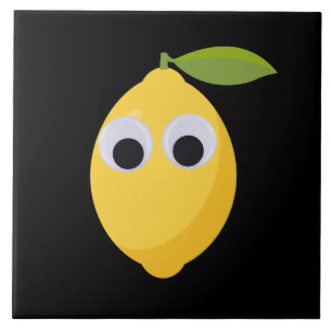 Citrontecken, söt frukt med googly ögon kakelplatta
