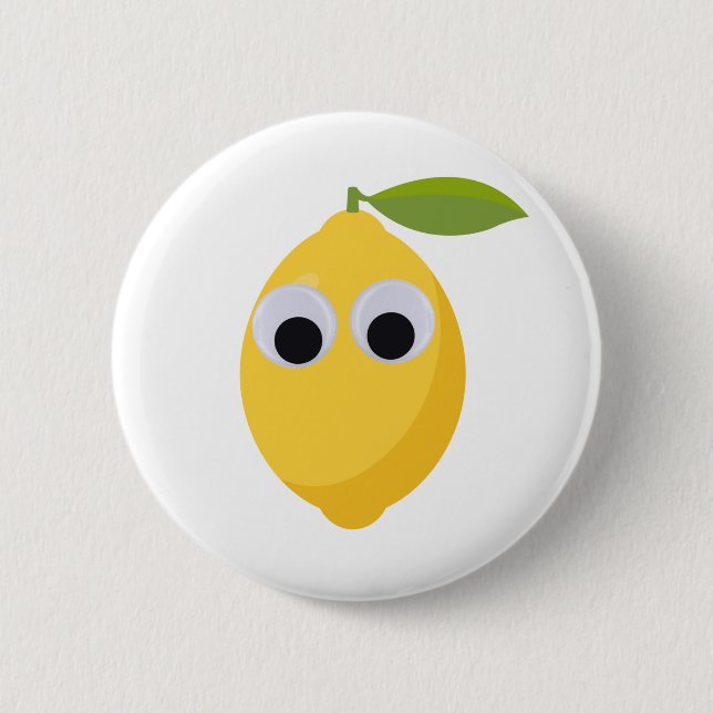 Citrontecken, söt frukt med googly ögon knapp (Framsida)