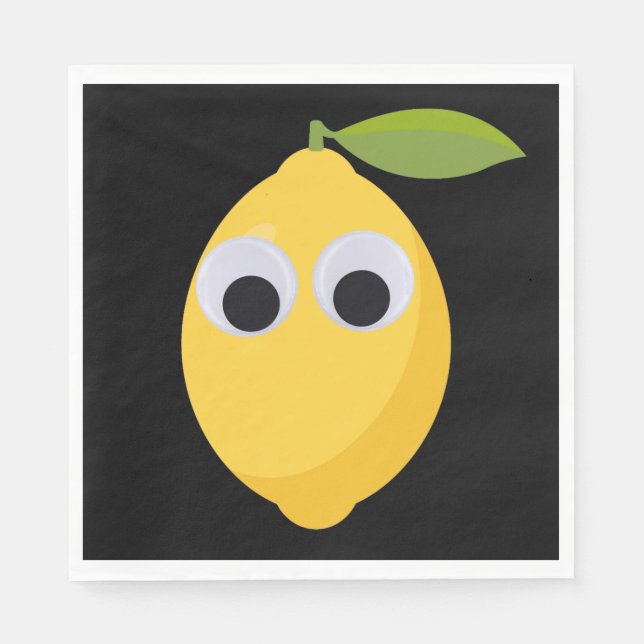 Citrontecken, söt frukt med googly ögon pappersservett (Framsidan)
