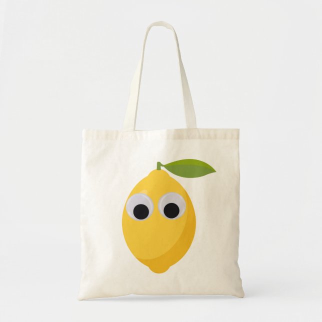 Citrontecken, söt frukt med googly ögon tygkasse (Framsidan)