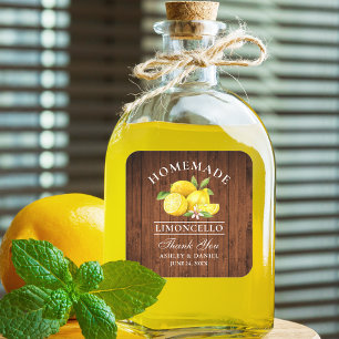 Citronträ Bröllop Tack Limoncello Fyrkantigt Klistermärke