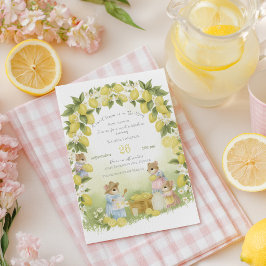 Citronträdgård med möss Baby shower Inbjudningar