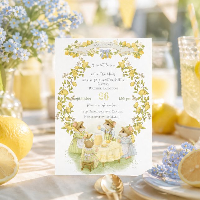 Citronträdgård med möss baby shower inbjudningar (Skapare uppladdad)