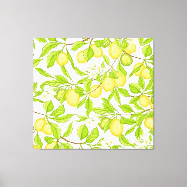 Citronträdsgren: Randigt Sömlöst Mönster Canvastryck (Framsida)