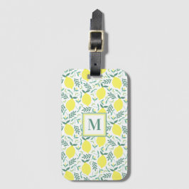 Citrontryck i botaniskt monogram bagagebricka