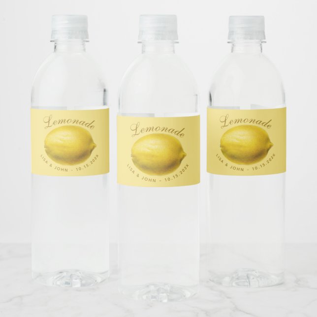 Citronväxthus Gul Citron Bågformad Script Bröllop Vattenflaskor Etikett (Flaskor)