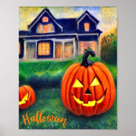 Citrouilles d’Halloween illuminées Poster