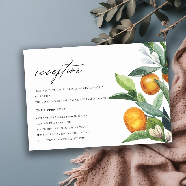 Citrus Apelsin Botanisk Boho Bröllopsmottagning Tilläggskort (Skapare uppladdad)