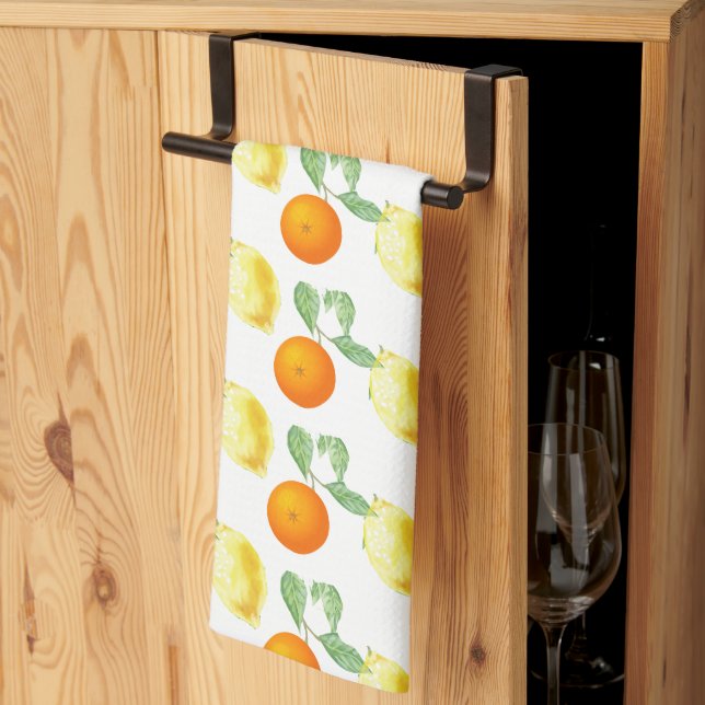 Citrus Apelsin och Citrontryck  Kökshandduk (Thirds Fold)