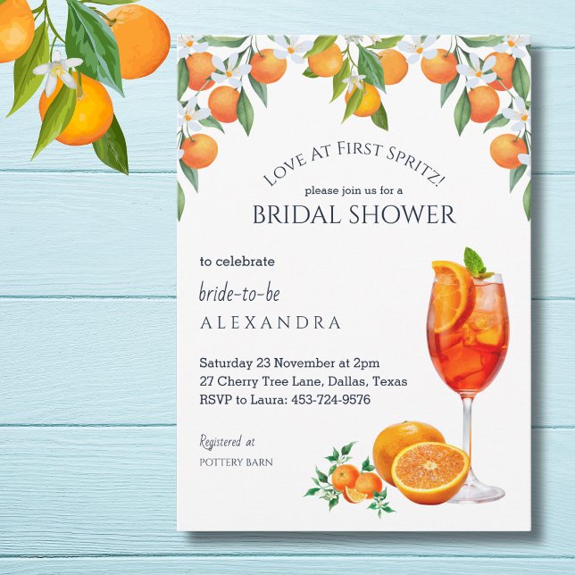 Citrus Aperol Kärlek vid First Spritz Möhippa Inbjudningar (Skapare uppladdad)