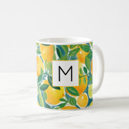 Citrus Art Lemons Oranges Limes Träd INITIAL Fresh Kaffemugg