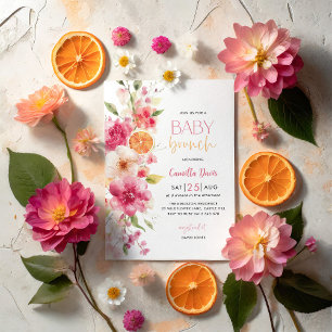 Citrus Baby Brunch, Lemon Bright Blommigt Inbjudningar