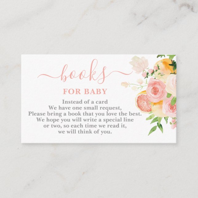 Citrus Baby Shower Bokar för Flicka Card Tilläggskort (Framsida)