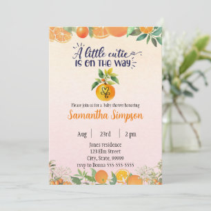 Citrus Baby Shower Botanical Orange Call Inbjudningar