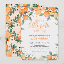 Citrus Baby Shower Botanical Orange Little Cutie