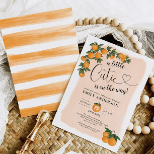 Citrus Baby Shower Botanical Orange Little Cutie Inbjudningar