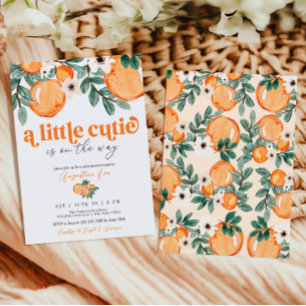 Citrus Baby Shower Botanisk Orange Små Gullet Inbjudningar