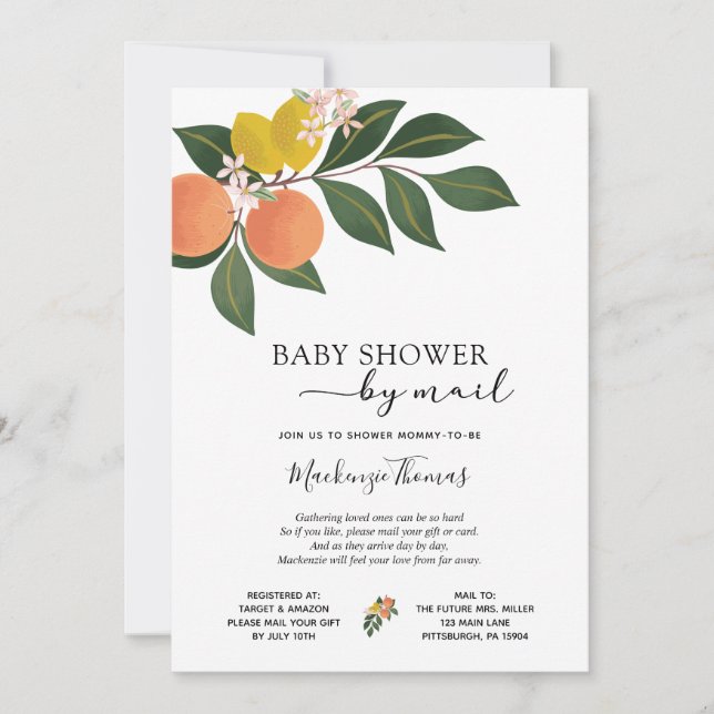 Citrus Baby Shower by Mail Inbjudningar (Framsida)