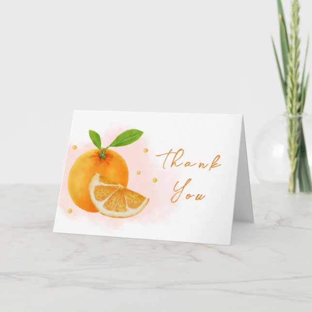Citrus Baby Shower för enkel sötad Orange Tack Kort (Framsida)