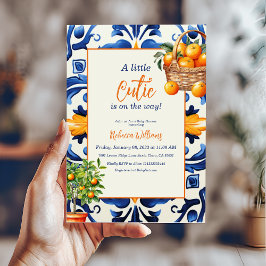 Citrus Baby Shower för Orange av italiensk Blue Ti Inbjudningar