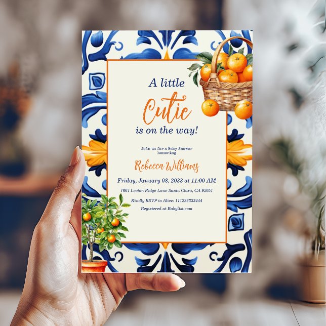 Citrus Baby Shower för Orange av italiensk Blue Ti Inbjudningar (Skapare uppladdad)