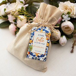 Citrus Baby Shower för Orange av italiensk Blue Ti Presentetikett