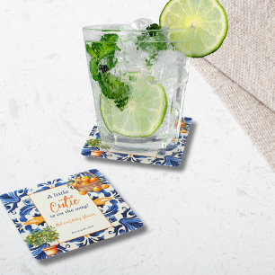 Citrus Baby Shower för Orange av italiensk Blue Ti Underlägg Papper Kvadrat