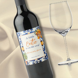 Citrus Baby Shower för Orange av italiensk Blue Ti Vinflaska Etikett