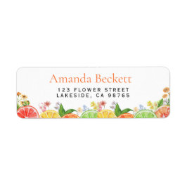 Citrus Baby Shower för vattenfärg Returadress Etikett