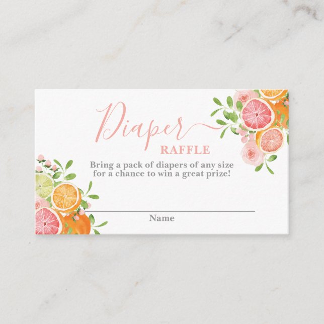 Citrus Baby Shower Girl Diaper Raffle Card Tilläggskort (Framsida)
