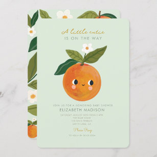 Citrus Baby Shower-inbjudan för Little Cutie Orang Inbjudningar