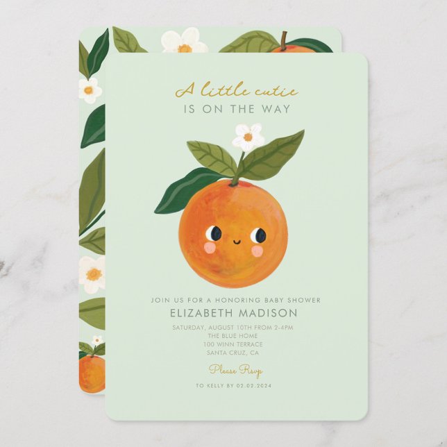 Citrus Baby Shower-inbjudan för Little Cutie Orang Inbjudningar (Skapare uppladdad)
