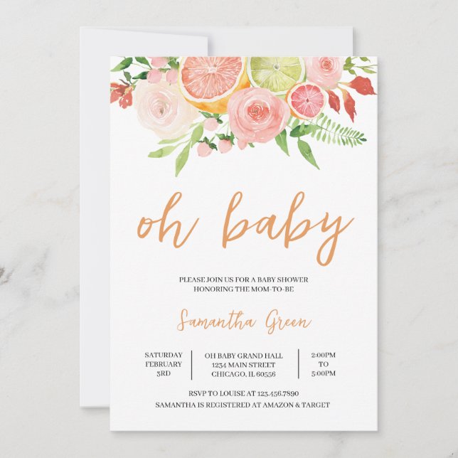 Citrus Baby Shower Inbjudningar (Framsida)