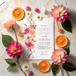 Citrus Baby Shower, Lemon Bright-Blommigt Inbjudningar