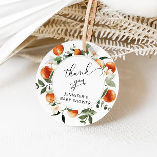 Citrus baby shower tack etikett