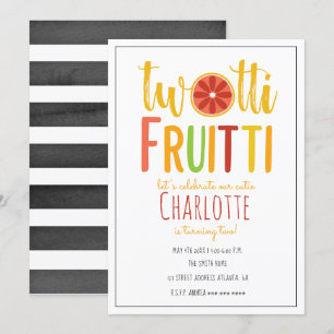 Citrus Birthday, Fruitti Watercolor Rand Inbjudningar