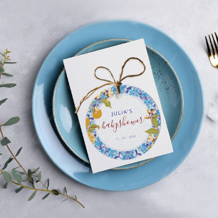 Citrus Blå Gul Citron Amalfi Kust Baby Shower Gåvor Etiketter