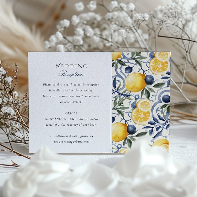 Citrus Bliss & Blue Azulejo Wediting Card Tilläggskort (Skapare uppladdad)