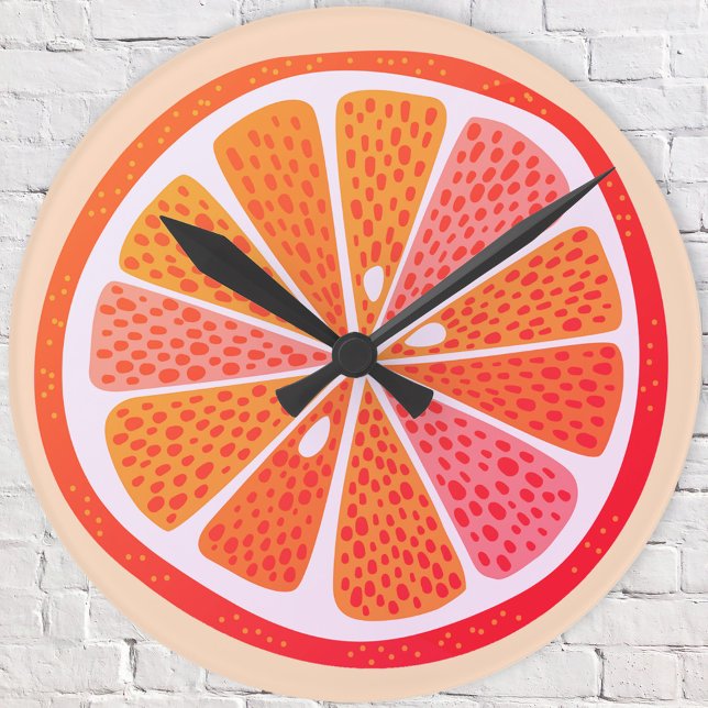 Citrus Blod Orange Kul Rund Klocka (Fun blood orange citrus fruit wall clock, ideal for kitchen, cafe or chef)