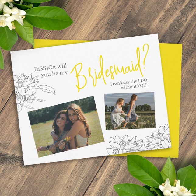 Citrus blommar gult, blir du min Bridesmaid Anteckningskort (Skapare uppladdad)