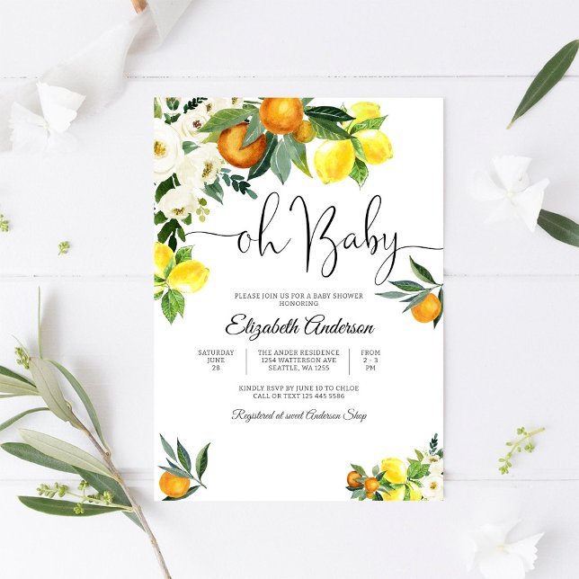 Citrus Blommig Baby Shower Inbjudan (Skapare uppladdad)